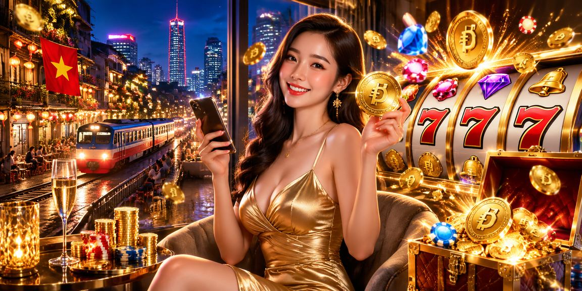 Người dùng tại Hà Nội chơi slot game trực tuyến trên điện thoại vào buổi tối