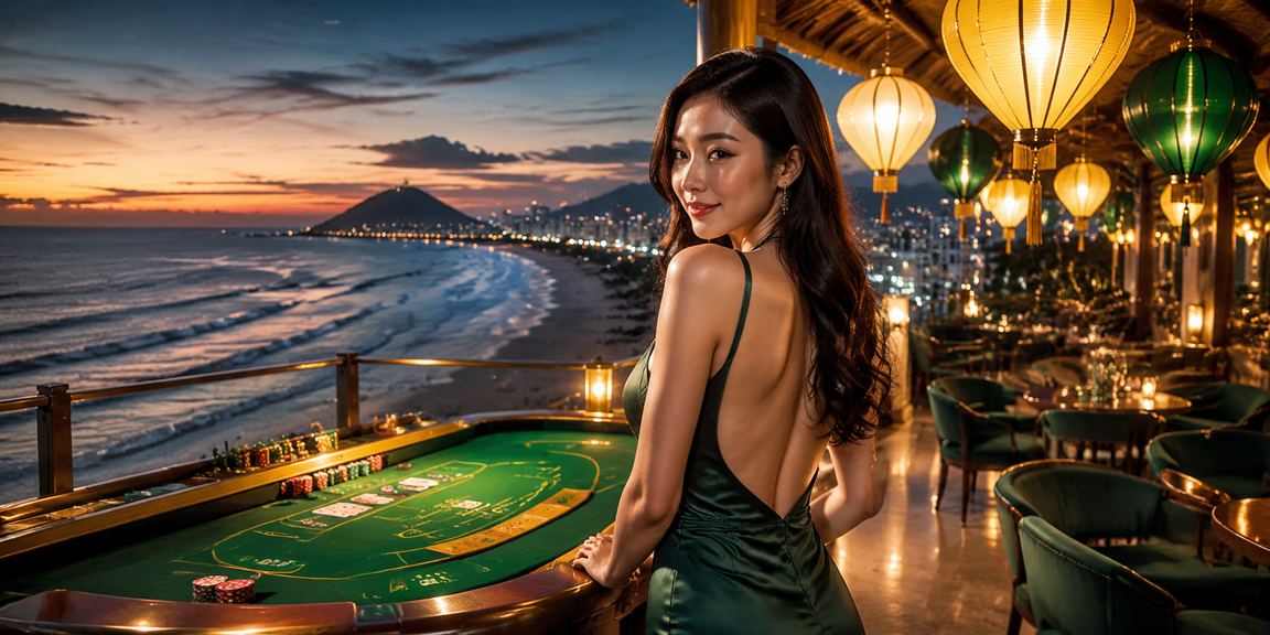 Người chơi tại Hội An tham gia Baccarat trực tuyến trên điện thoại dưới ánh đèn lồng