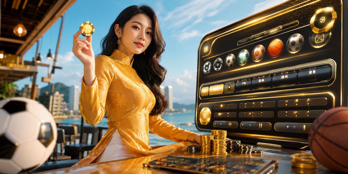 Người phụ nữ mặc áo dài tại Vũng Tàu sử dụng điện thoại để đặt cược trực tuyến
